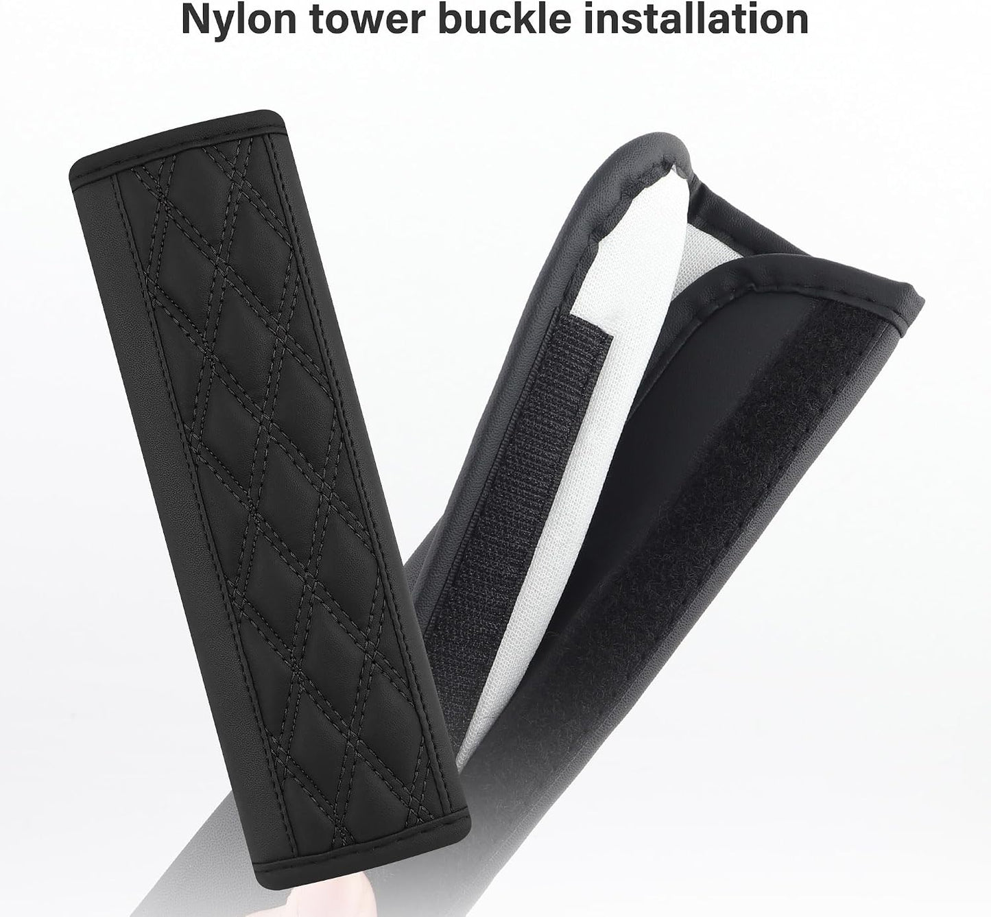 2PCS Car Seat Belt Cover Pads,Leather Seatbelt Covers Protect Shoulder and Neck Car Accessories Interior,Universal Car Seat Strap Pads Car Decorations for Most Cars Trucks (Black/Red)