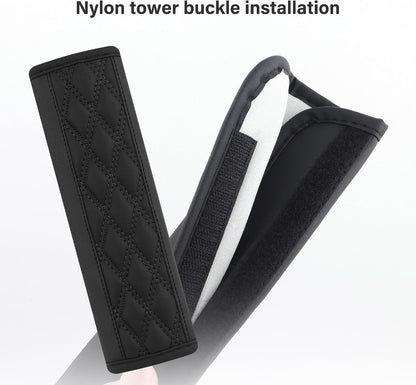 2PCS Car Seat Belt Cover Pads,Leather Seatbelt Covers Protect Shoulder and Neck Car Accessories Interior,Universal Car Seat Strap Pads Car Decorations for Most Cars Trucks (Black/Red)