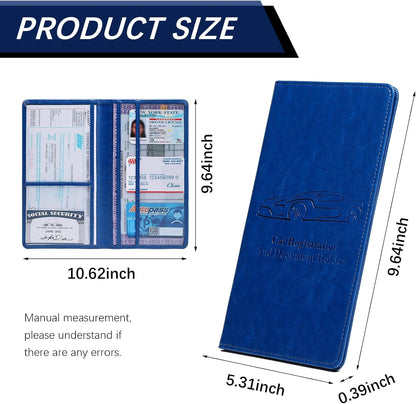 Car Registration and Insurance Card Holder for Women Men, Orange Glove Box Paperwork Organizer with Magnetic Buckle for Easy Access and Protect Documents and Various Cards in Vehicle