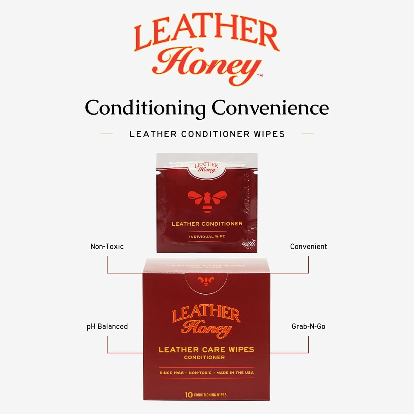 Leather Honey Leather Wipe Kit: Clean & Restore On-The-Go. For Any Color of Leather Couches, Car Seats, Purses, Shoes & Bags. Nontoxic, Ready-to-Use & Made in the USA. 5 Cleaner & 5 Conditioner Wipes