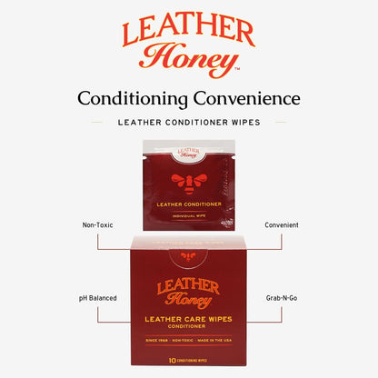 Leather Honey Leather Wipe Kit: Clean & Restore On-The-Go. For Any Color of Leather Couches, Car Seats, Purses, Shoes & Bags. Nontoxic, Ready-to-Use & Made in the USA. 5 Cleaner & 5 Conditioner Wipes