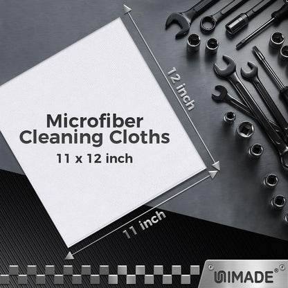 UNIMADE Microfiber Cleaning Cloth, 100 Pack Microfiber Towels for Cars Commercial Grade Work Rags Bulk Detailing Cloth for Automotive Bar Mechanic Restaurant Garage Housekeeping, 11.5"x 11.5", Grey