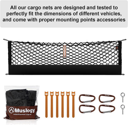 Muslogy Truck Bed Cargo Net Trunk Netting Compatible with 2023-2025 2026 Honda CR-V Accessories, Pickup Cargo Organizer SUV Sedan Storage Net w/Heavy Duty Carabiners - Colors B
