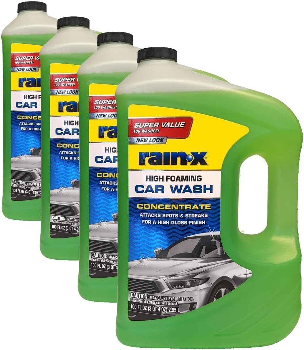 Rain-X 620191 Car Wash - 100 fl oz. High-Foaming, Concentrated Formula for Greater Cleaning Action, Safely Lifting Dirt, Grime and Residues for an Exceptional Clean