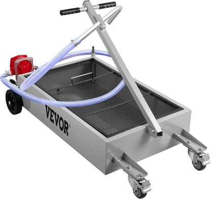 VEVOR Low Profile Oil Drain Pan, 17 Gal Capacity, Rolling Oil Drain Pan with 110V High-Flow Electric Pump, 7.2 ft Hose & T Folding Handle, Leak-proof & Corrosion-resistant, Fit for Trucks, ATVs, Black