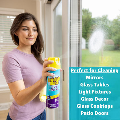 Invisible Glass 91160 Premium Aerosol Glass and Window Foaming Cleaner Spray – Cleans Glass, Windows, Mirrors, Shower Doors, and More – Streak-Free, Ammonia-Free, Tint-Safe – 19 oz