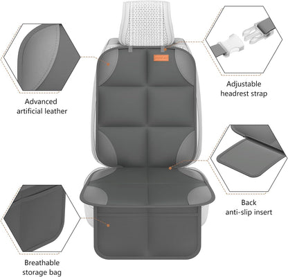 SMART ELF Car Seat Protector, 2Pack Seat Protector Protect Child Seats with Thickest Padding and Non-Slip Backing Mesh Pockets for Baby and Pet,Sedan SUV Truck (Black)