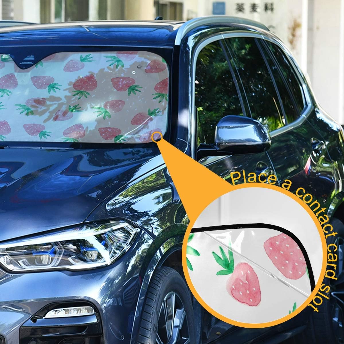Black Leopard Car Windshield Sun Shade Animal Skin Print Foldable UV Ray Sun Visor Protector Sunshade to Keep Your Vehicle Cool (51" x 27.6")