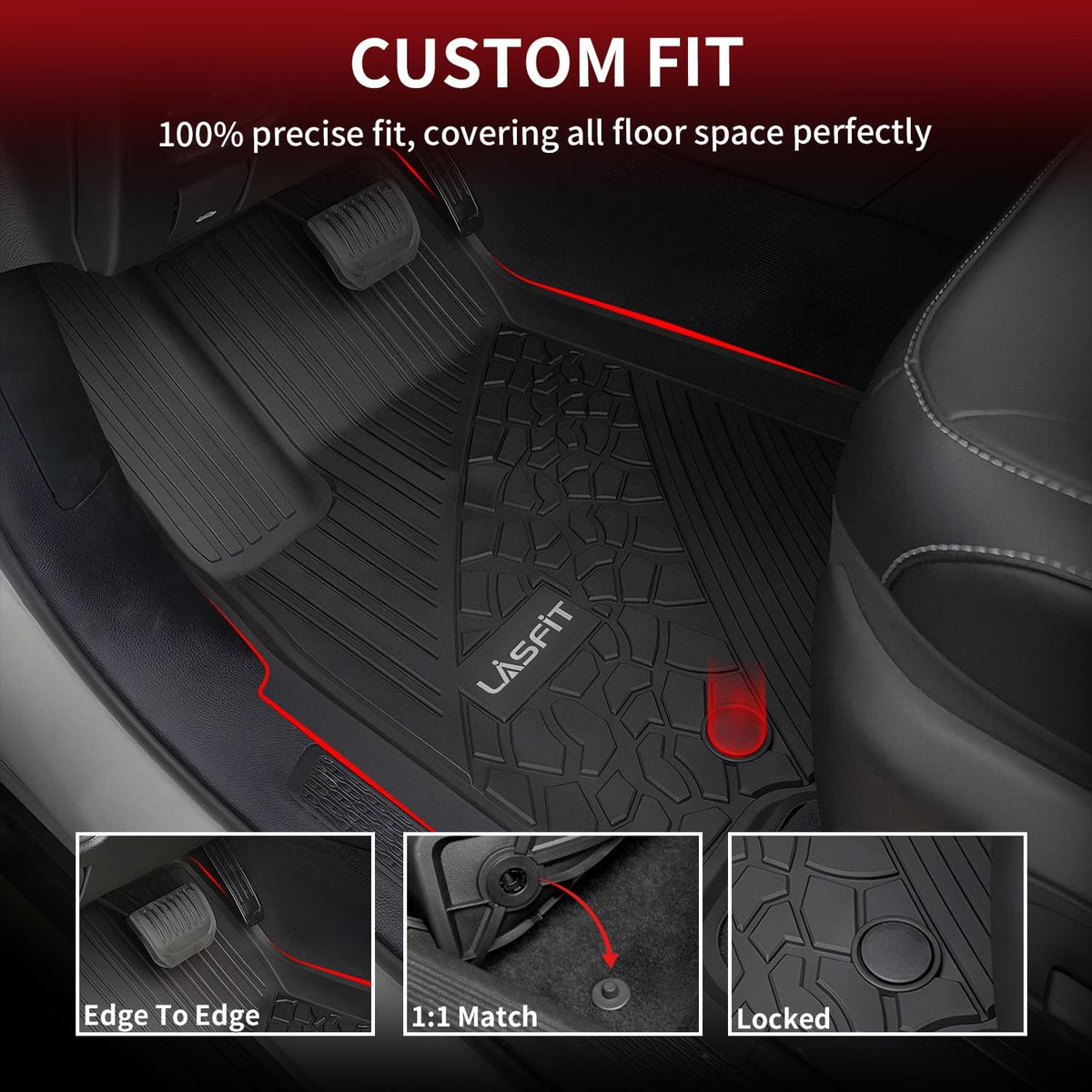 LASFIT Floor Mats for Jeep Grand Cherokee WL 2022-2025 2026 5-Seat (Include 4xe, NOT for L), All Weather TPE Custom Fit Car Mats Floor Liners Cargo Liner Cargo Mat Trunk Mat Black