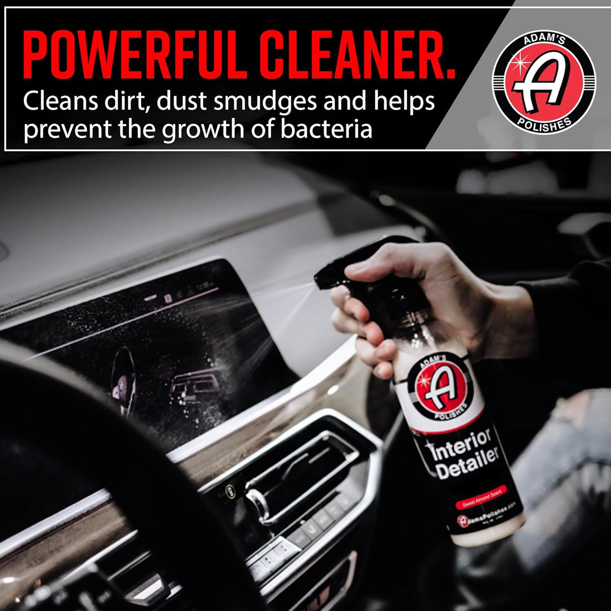Adam's Polishes Interior Detailer 16 fl. oz (Sweet Almond) - Total Car Interior Cleaner, Protectant & Dressing | All Purpose Cleaner & Leather Conditioner | Vinyl, Dashboard, Screen, Seat Cleaner