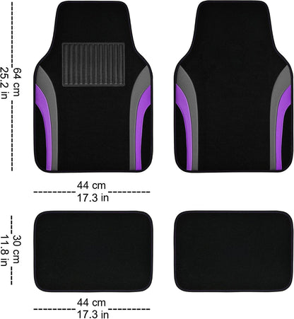 CAR PASS Leather Waterproof Sporty Car Floor Mats Carpet,Universal Automotive Floor Mat Fit for Sedans, Cars, Mid Trucks, Vans, SUV, Set of 4 (Black and Gray)