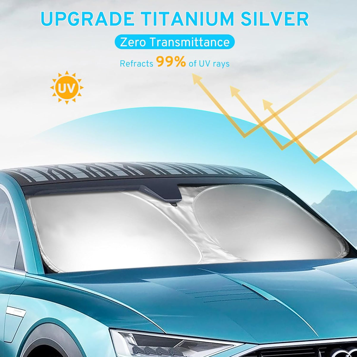 Car Windshield Sun Shade Sunshade Compatible with Honda Fit EX EXL Sport Engine 2024 2023 2022 2021 2020-2007 Accessories, Car Front Window Sun Shield