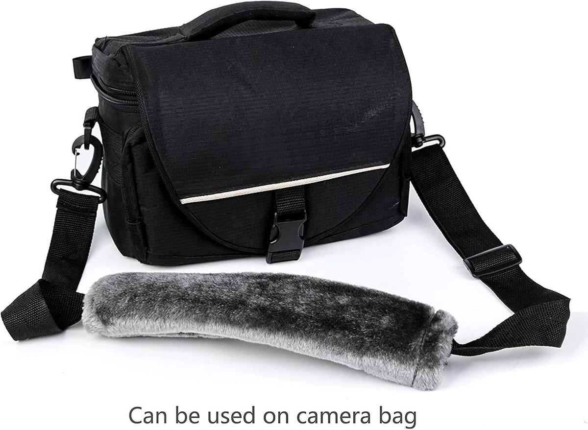 Amooca Soft Faux Fur Universal Fit Seatbelt Cover Car Truck SUV Airplane Seat Belt Shoulder Pad for Carmera Backpack Straps Neck Cushion Protector 2 Pack 10.5in Dark Gray