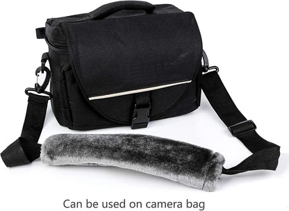 Amooca Soft Faux Fur Universal Fit Seatbelt Cover Car Truck SUV Airplane Seat Belt Shoulder Pad for Carmera Backpack Straps Neck Cushion Protector 2 Pack 10.5in Dark Gray