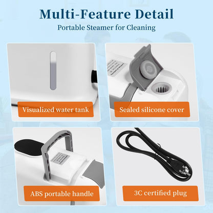 Steam Cleaner,15s Heat-Up,1.8L Tank,Portable Handheld Steamers for Cleaning with 10PCS Accessories,Steam Cleaner for Home,Car,Dirt,Grease,Grout,Tile,Couch,grout,windows,bathrooms,kitchens