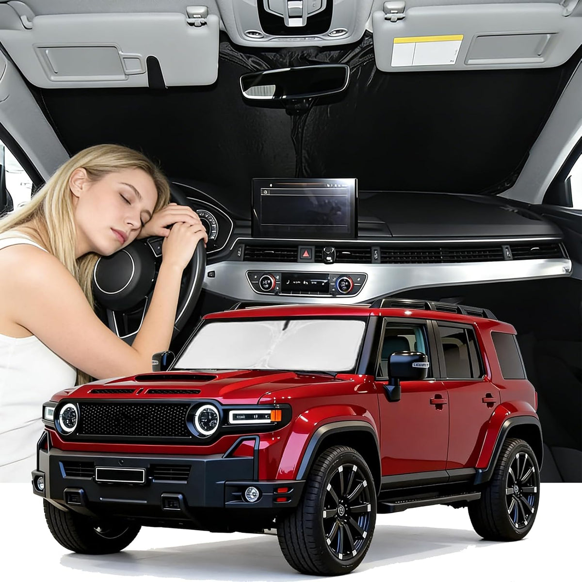 for Toyota Tacoma 2016-2023 2024 2025 2026 Sun Shade Sunshade Windshield Cover - 4 Layers Front Window Shade Custom Fit Tacoma 2Dr 4Dr Pickup Sun Visor 240T Shade Blocks UV Rays Car Accessories - Colors G