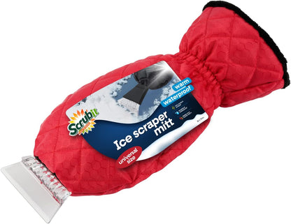 SCRUBIT Ice Scraper with Glove - Car Windshield Scraper for Ice and Snow w/Fleece Mitt - Quickly Scrape and Remove Snow While Staying Warm - Waterproof & Windproof - Car Scraper Snow Brush (Black)