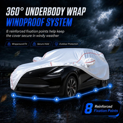 Car Cover for Sedan, Waterproof All Weather Heavy Duty, 360° Underbody Wrap Windproof Design, Quick Install Outdoor Vehicle Cover, Fits 186-193 in