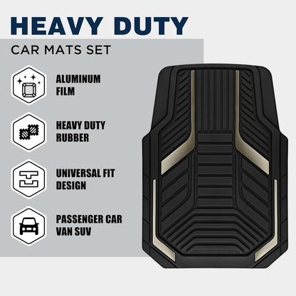 PIC AUTO Heavy Duty Rubber Floor Mats, Purple Aluminum Film Car Mats Set, Front and Rear Car Mats with Anti-Slip Backing, All Weather Protection, Trim-to-Fit for Automotive SUV, Sedan, Van