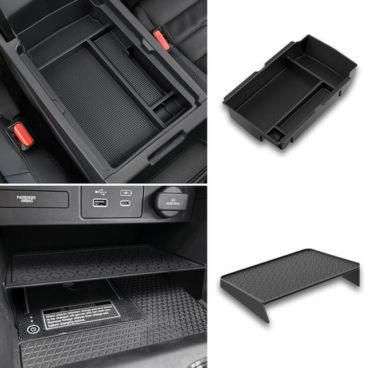 YPHUIKI 3PCS Center Console Organizer Compatible with Honda CRV 2023 2024 2025 2026 Accessories CR-V Hybrid Armrest Organizer Tray Hidden Storage Box ABS Material