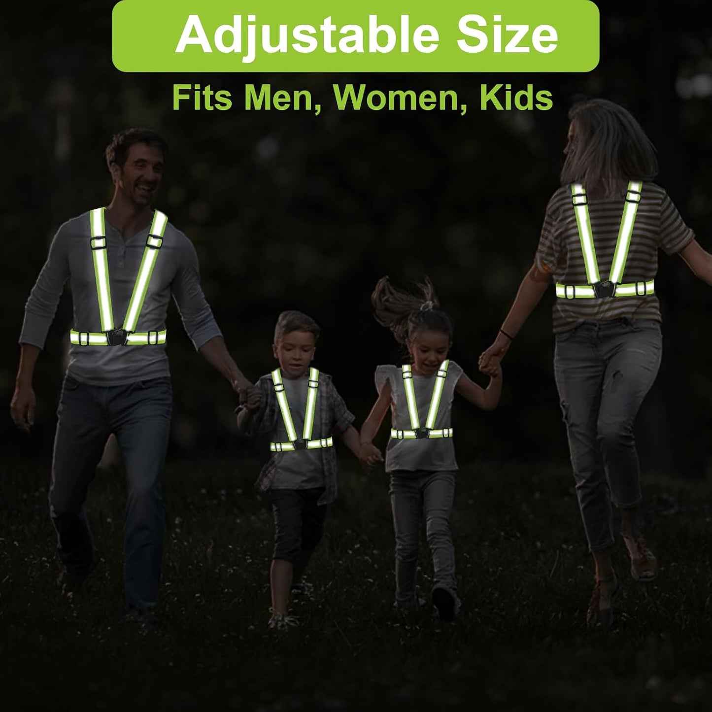 Reflective Vest Running Gear, 2Pack High Visible Safety VES for Cycling Jogging Running Walking, Adjustable for Men Women