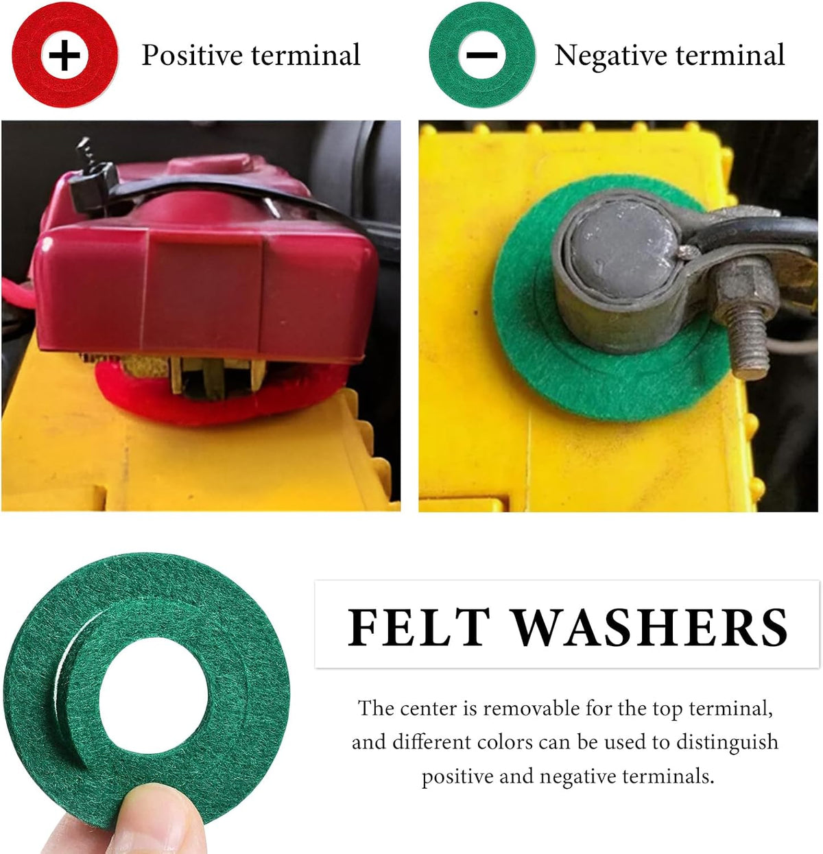 Battery Terminal Cleaner Kit, 2 Terminal Cleaning Brushes with 12 Anti-Corrosion Washers, Automotive Battery Wire Brush Tool Universal Accessories for Car Truck Marine Boat