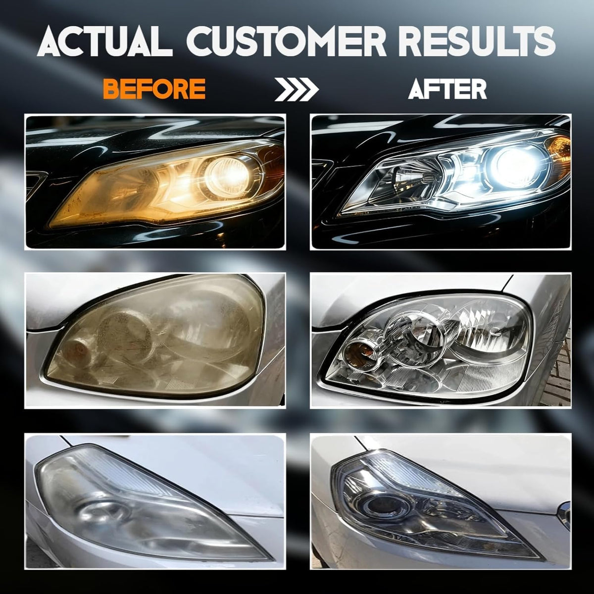 Headlight Restoration Kit, New Headlight Cleaner and Restorer Kit with Headlight Clear Coat for Yellowing & Oxidation, Head Light Restoring Kit Recovery 95% Light Transmission & UV Protection(6.43oz)