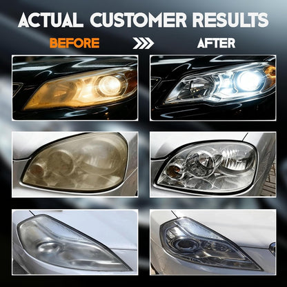 Headlight Restoration Kit, New Headlight Cleaner and Restorer Kit with Headlight Clear Coat for Yellowing & Oxidation, Head Light Restoring Kit Recovery 95% Light Transmission & UV Protection(6.43oz)