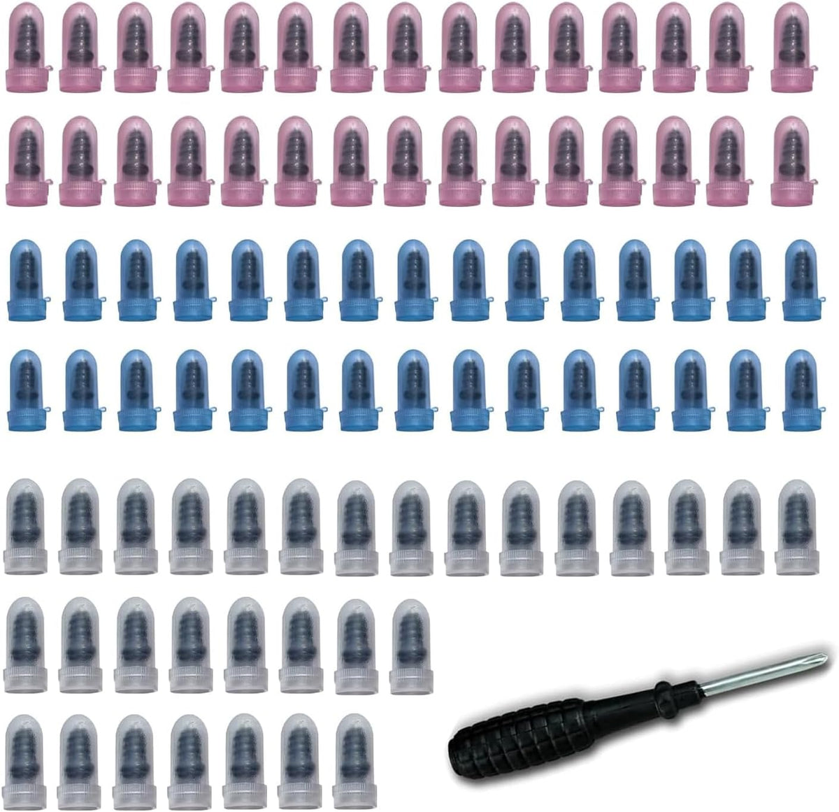 60 PCS Tire Repair Rubber Nail, Vacuum Tire Repair Kits Spiral Rubber Screws, Fast Self-Service Tool for Car, Truck, Motorcycle, Tractor Tire Puncture Repair (Black)