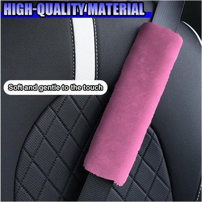 2PCS Car Seat Belt Cover Pads - Soft Faux Sheepskin Seat Belt Shoulder Strap Cover Harness Pad for Comfortable Driving - Universal Fluffy Car Seatbelt Cushion Protect Shoulder&Neck (Black)