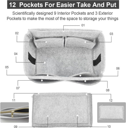 OMYSTYLE Purse Organizer Insert, Felt Tote Bag Organizer Insert with 5 Sizes, Handbag Dividers for Inside Purse, Compatible with Longchamp, Neverful, Speedy and More