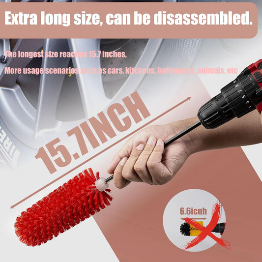 Wheel Brush, Soft Drill Wheel Cleaner Brush, Highly Dense and Durable Rim Cleaner Brush for Wheels, Rims, Engines, Exhaust,Motorcycles