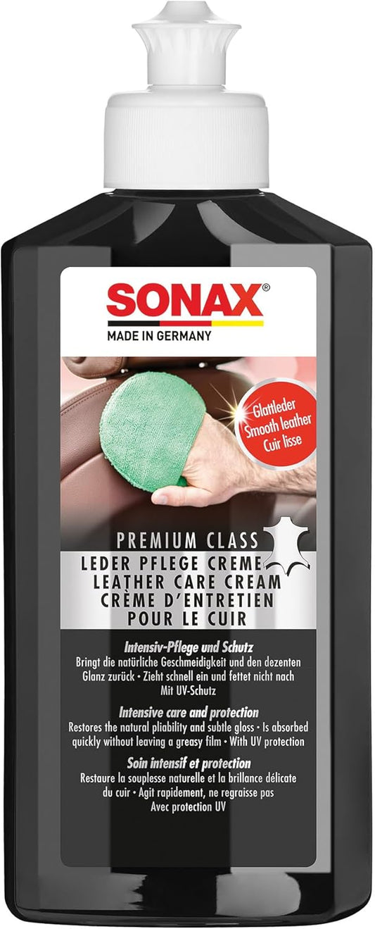 SONAX Premium Class Leather Care Cream | Car Leather Conditioner | Restores & Protects Seats | Prevents Cracking & Fading | 250ml