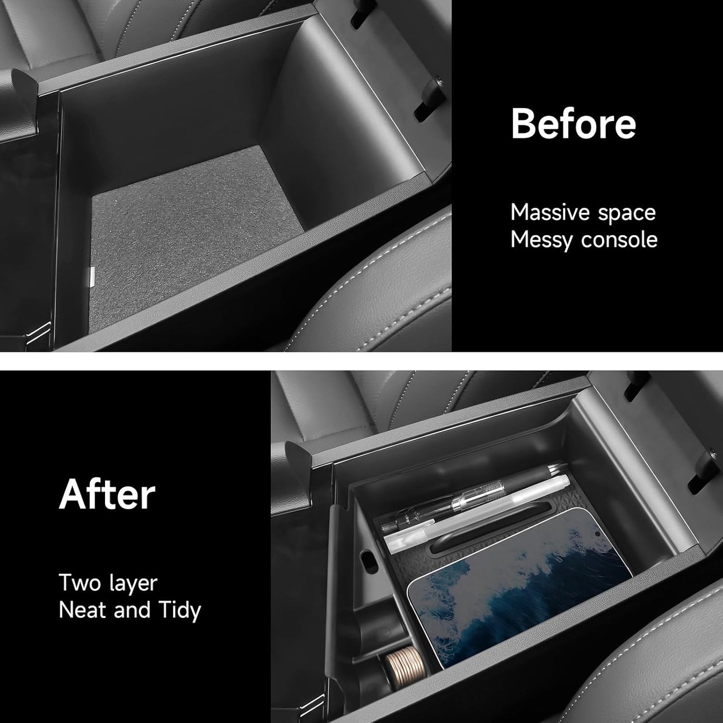 Glove Box Dividers Organizer Compatible with Toyota 2016-2020 2021 2022 2023 Tacoma Accessories Black ABS Material Center Console Organizer