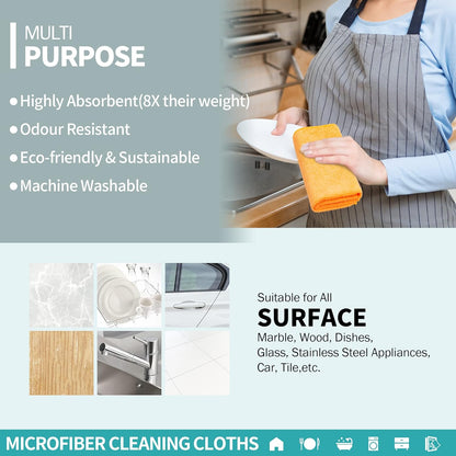 Microfiber Cleaning Cloth, 100 Pack Cleaning Rags Microfiber Towel Bulk Absorbent Lint-Free Wash Cloths, All-Purpose Shop Towels for Cars, Automotive, Garage, Home & Kitchen 11.5"*11.5"