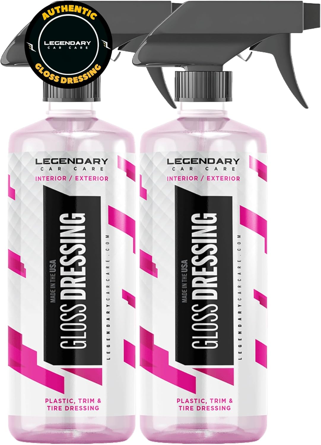 Legendary Gloss Dressing with Applicator 16oz - Tire Shine Spray & Plastic Restorer – Water Based & Non-Greasy Interior/Exterior Detailing Spray - Trim, Rubber, Vinyl & Plastic Restorer for Cars