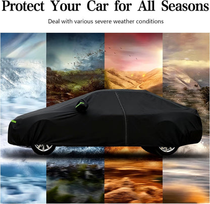 Sedan Car Cover, Car Cover Waterproof All Weather for Automobiles, Outdoor Full Car Covers Windproof Universal Fit for Sedan 178-185 inch