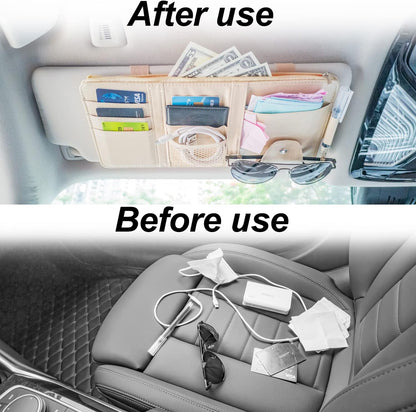 Keedolla Car Sun Visor Organizer, Truck Visor Organizer Car Sun Storage Pocket Pouch Case Bag for Sunglasses, Cards, Pens and Document - Pink