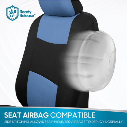 BDK PolyPro Car Seat Covers Full Set in Charcoal on Black – Front and Rear Split Bench for Cars, Easy to Install Cover Set, Accessories Auto Trucks Van SUV