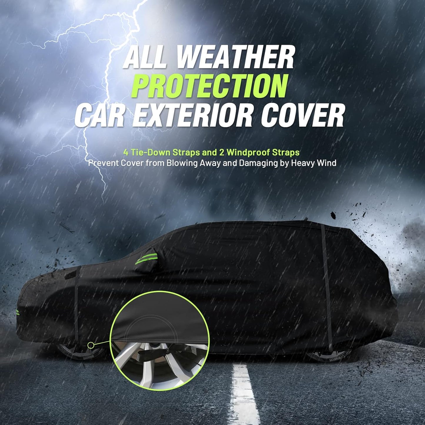 Favoto SUV Car Cover Waterproof All Weather 6 Layers Heavy Duty Car Cover for Automobiles Rain Sun Snow UV Protection with Inner Cotton Car Cover Outdoor Universal Fit for SUV (188-198 inch) Silver