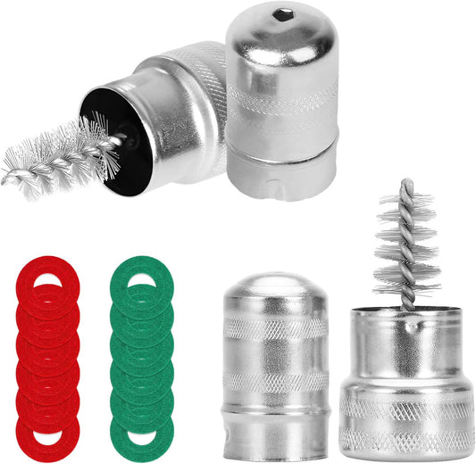 Battery Terminal Cleaner Kit, 2 Car Battery Post Terminal Brushes with 12 Anti-Corrosion Felt Washers, Cleaning Wire Brush Kit Universal Accessories for Truck RV Boat Batteries