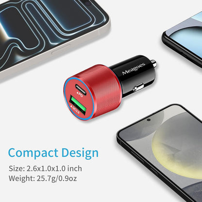 67.5W Car Charger USB C Super Fast Charging, 45W USBC & QC3.0 Port Plug for iPhone 17 Pro Max/Air/16/15/iPad, Samsung S26/S25 Android Cell Phone, Dual 12V Cigarette Lighter Adapter+ 3.3ft Type C Cable