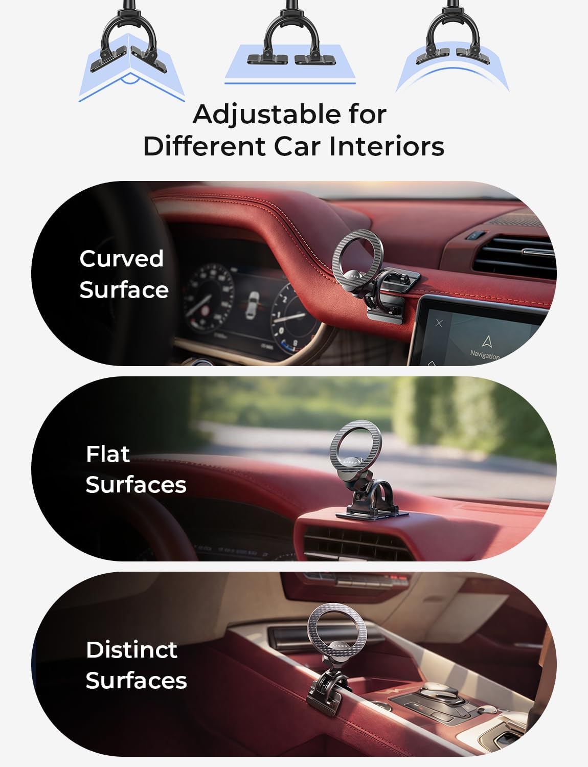 LISEN for MagSafe Car Phone Mount -Strong Magnets Magnetic Phone Holders for Your Car 2-in-1 Vent Dashboard Magnet Cell Phones Holder Mounts Car Accessories Gitfs for Men Women fit iPhone, Black | Dash Accents