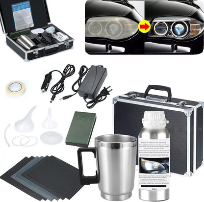 Car Headlight Restoration Kit, Auto Headlight Lens Polish Repair Kit Atomizing Cup Headlight Vapor Renovation Tool with 200ml Liquid for Repair of Scratch,Yellowed, Haze, Oxidized, Cracked Headlights