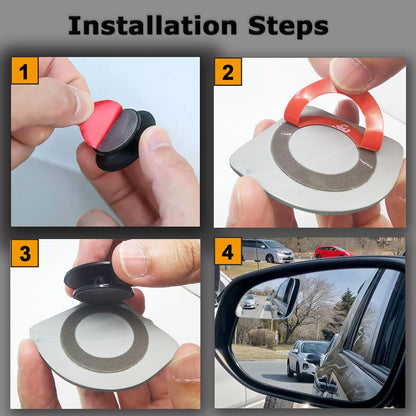 Upgrade HD Glass Wide Angle Blind Spot Mirror, Frameless 360 Adjustable Convex Rear View Mirror for Cars, Trucks and SUV - Big Fan Shaped 2pcs