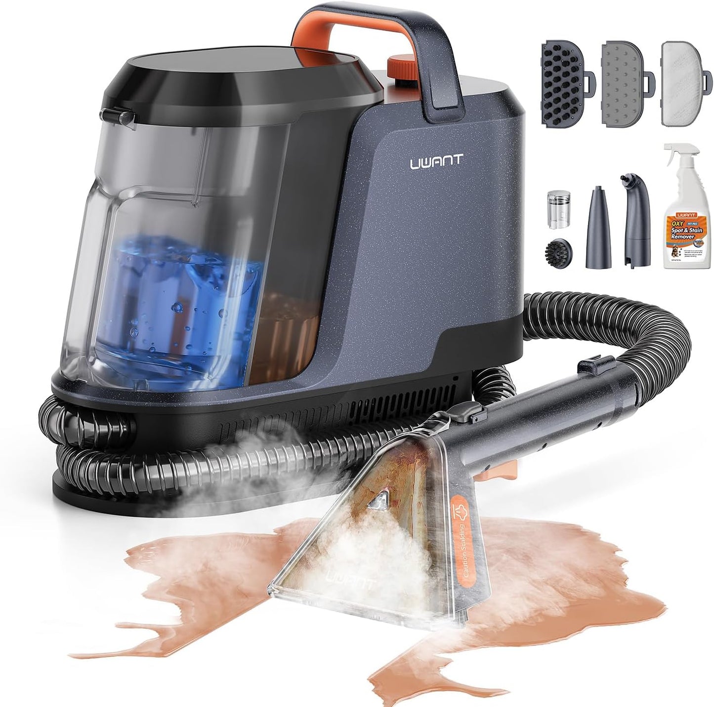 Uwant Carpet Cleaner Machine with Steam&Hot&Cold Water System 18Kpa Powerful Suction Upholstery Cleaner Machine with Pet Pro Cleaner for Pets, Carpet Steam Cleaner Set of 1