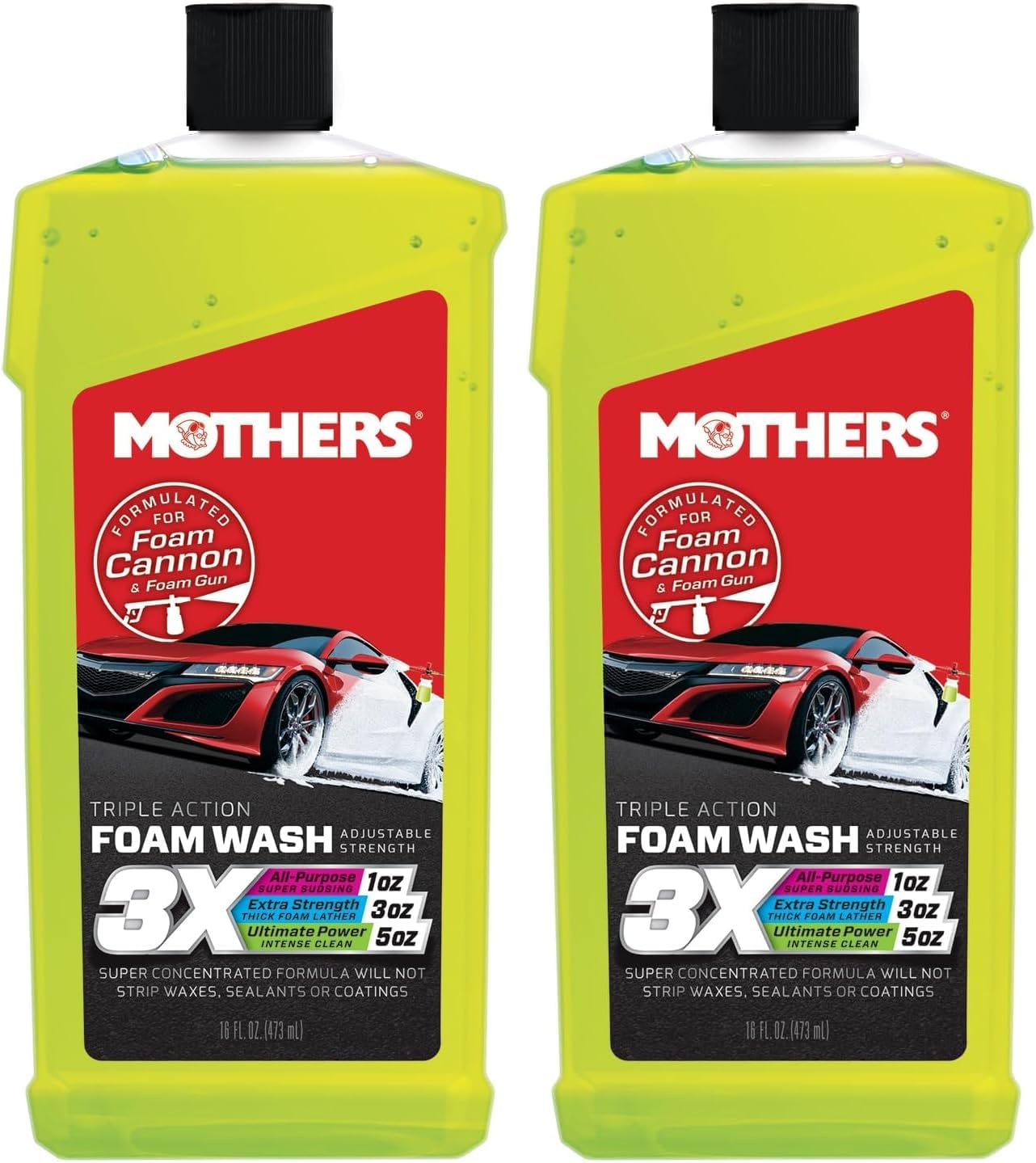 Mothers Triple Action Foam Wash, 100 oz. — pH Balanced, Eco-Friendly, Super-Sudsy, Foam Cannon, Safely Clean Without Stripping Wax, Sealant or Coating, Remove Dirt & Grime, Super Concentrated (05610)