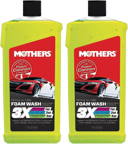 Mothers Triple Action Foam Wash, 100 oz. — pH Balanced, Eco-Friendly, Super-Sudsy, Foam Cannon, Safely Clean Without Stripping Wax, Sealant or Coating, Remove Dirt & Grime, Super Concentrated (05610)