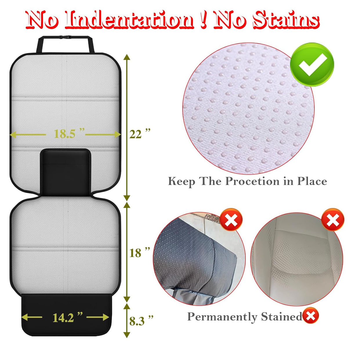 Meolsaek Car Seat Protector for Child Car Seat, Durable 600D Fabric Waterproof Car Seat Cover with Thick Pad Non-Slip Backing，No Imprints (Black 2pcs)
