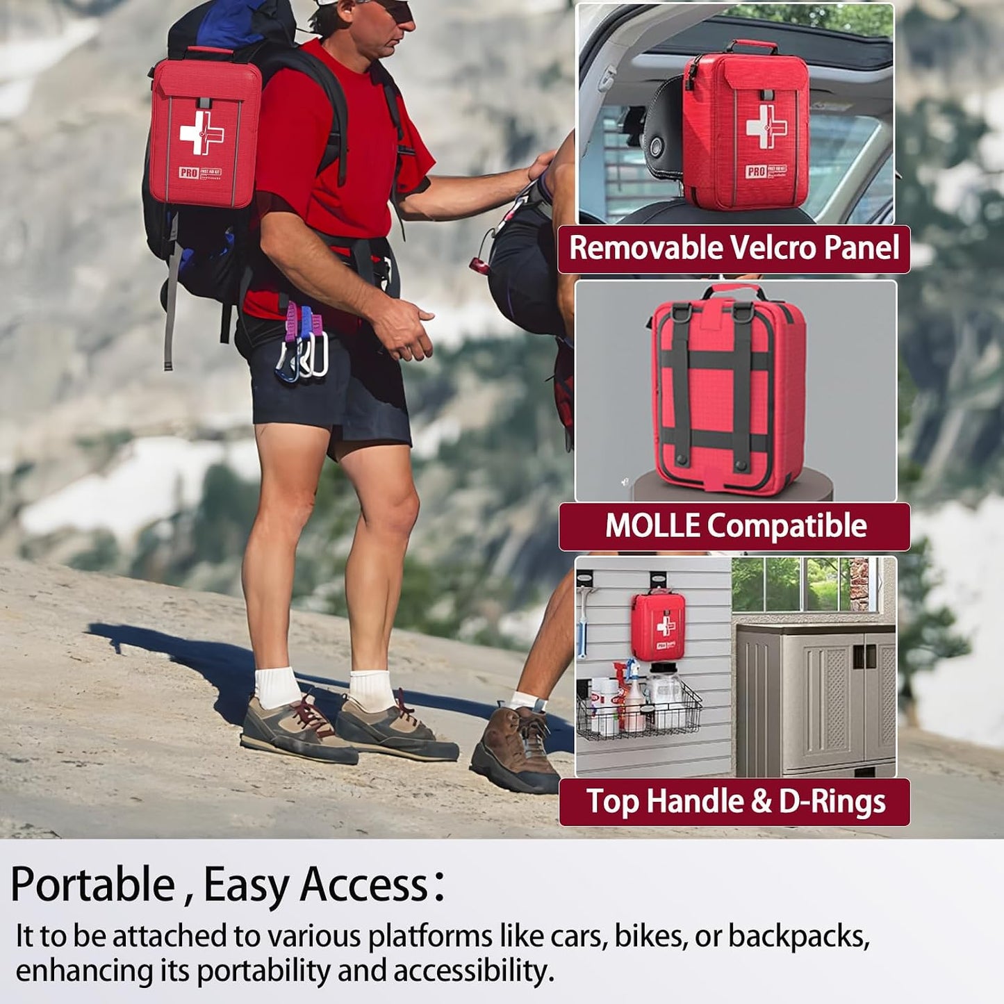 First Aid Kit, Professional Trauma First Aid Kit with Labelled Compartments Molle System for Car, Hiking, Backpacking, Camping, Traveling, and Cycling
